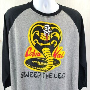 Cobra Kai Sweep The Leg Karate Kid Johnny Men's Gray Size 2XL Jerzees Tri-Blend